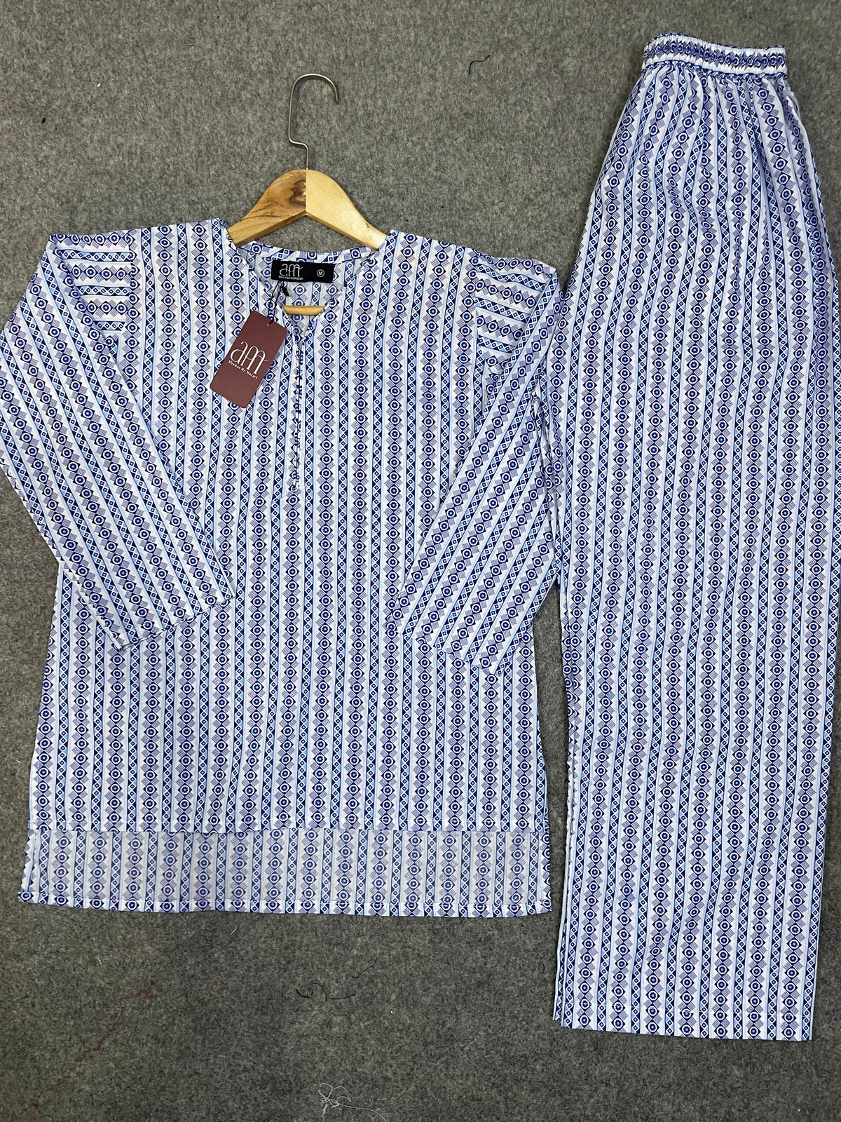 Printed Pure Cotton Co-Ord Set (Blue)