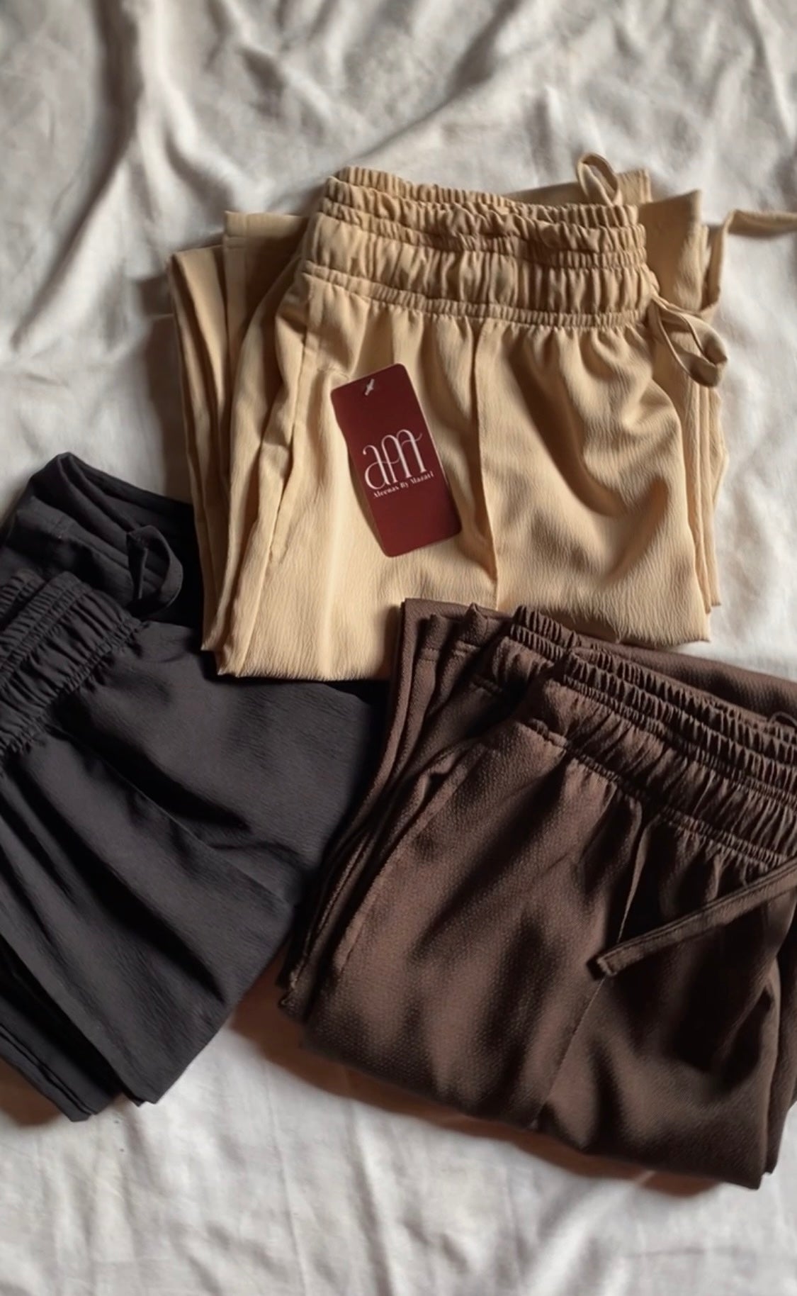 Premium Wide Leg Textured Trouser (Dark Brown)