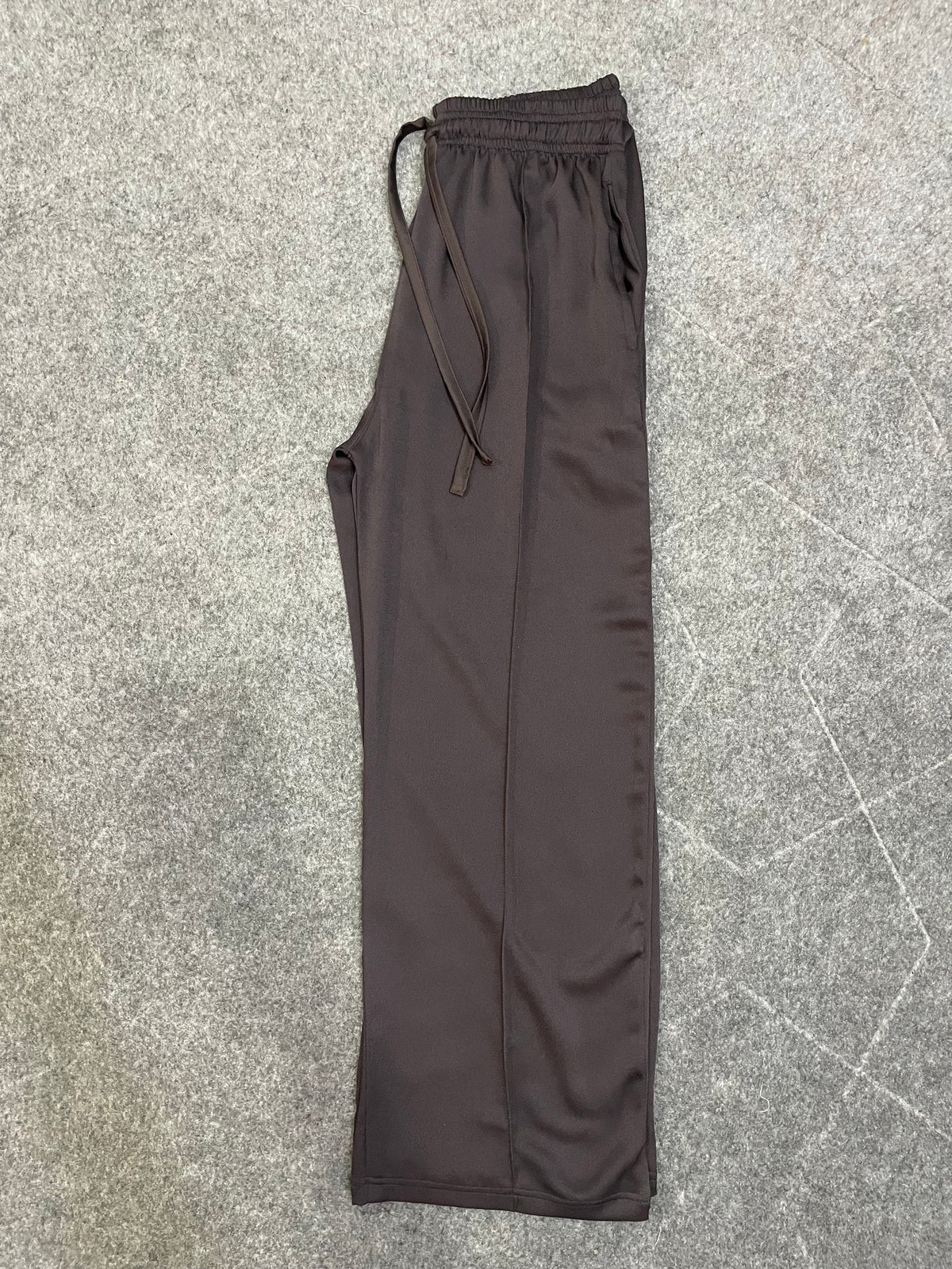 Premium Wide Leg Textured Trouser (Dark Brown)