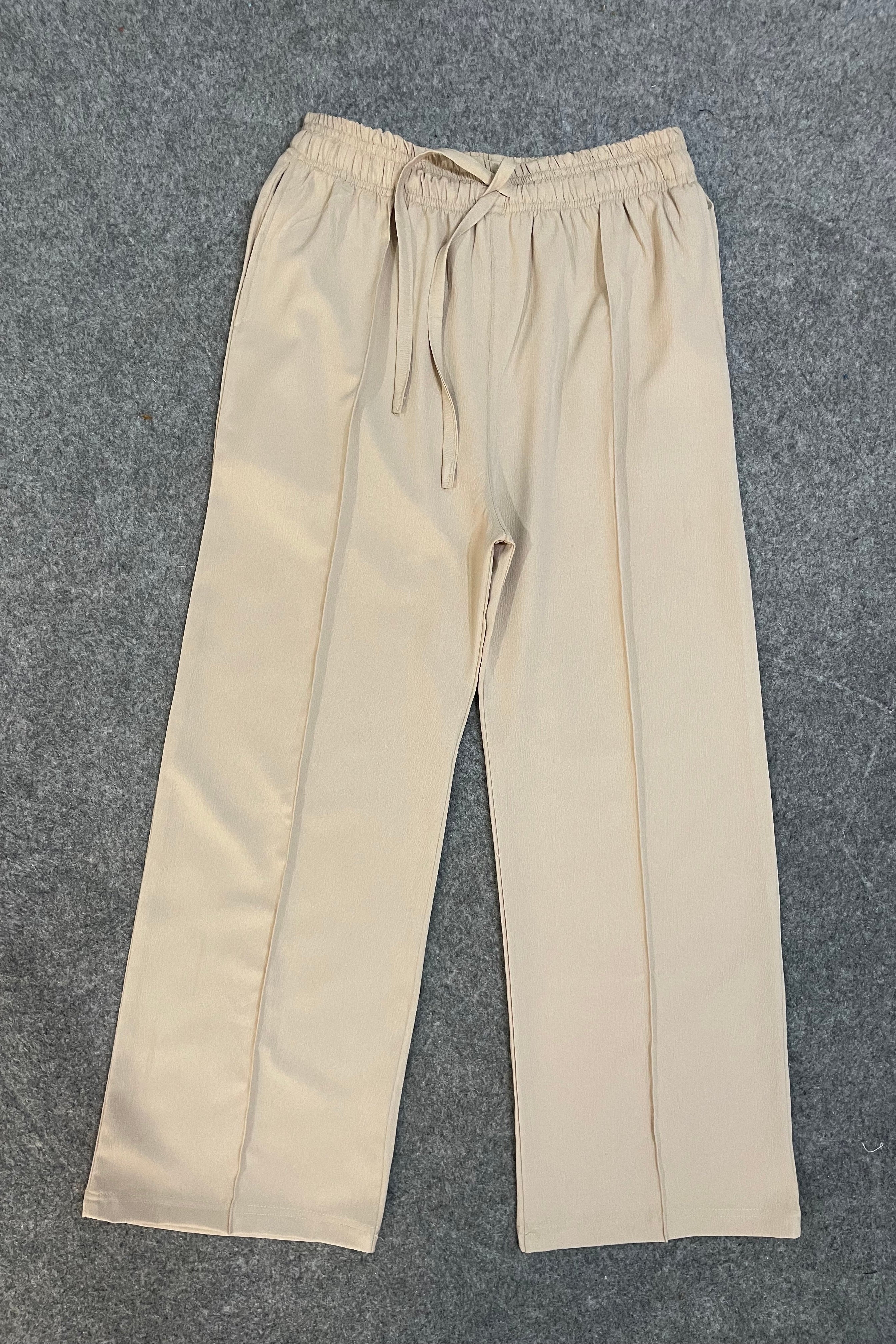 Premium Wide Leg Textured Trouser (Beige )