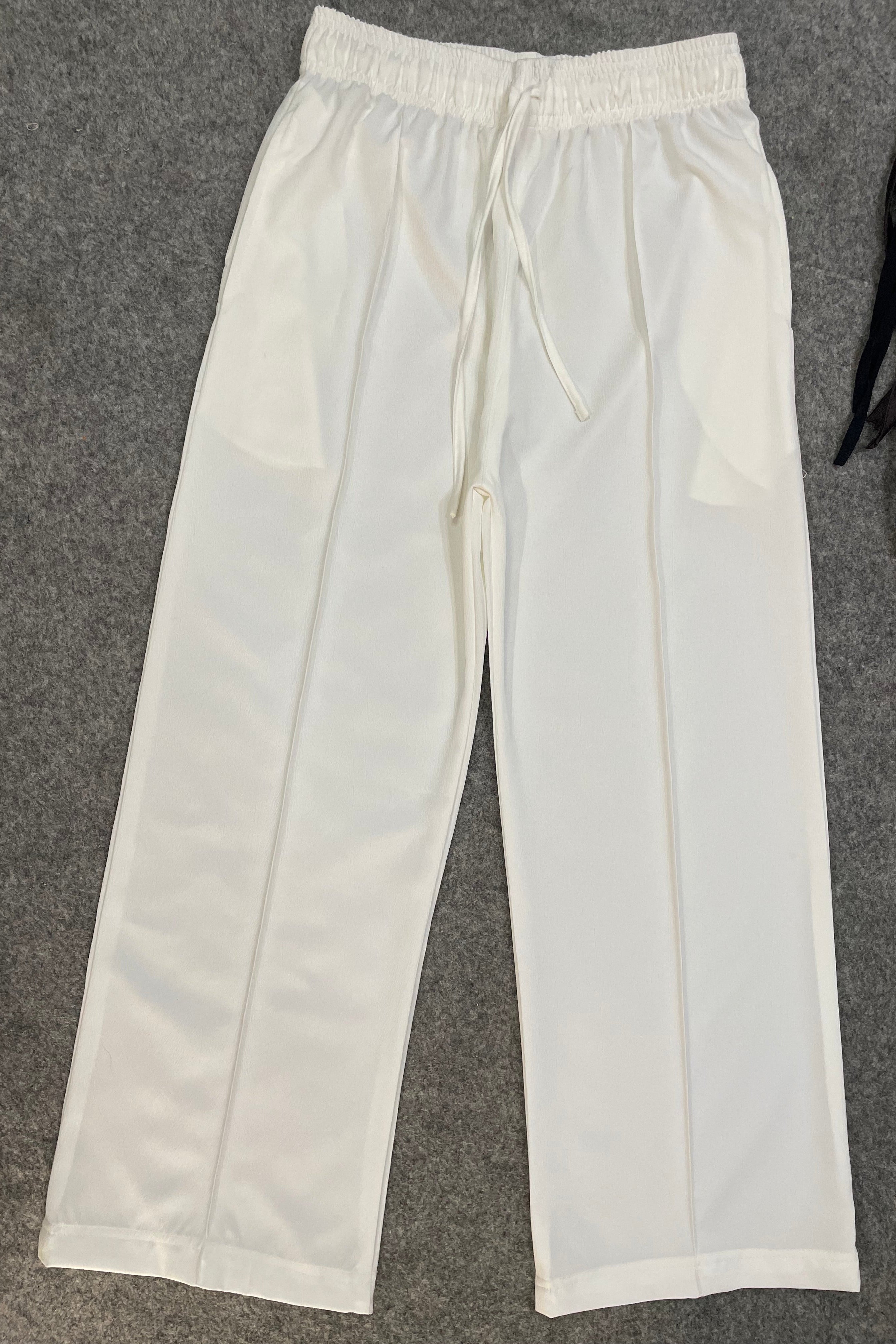 Premium Wide Leg Textured Trouser (White)