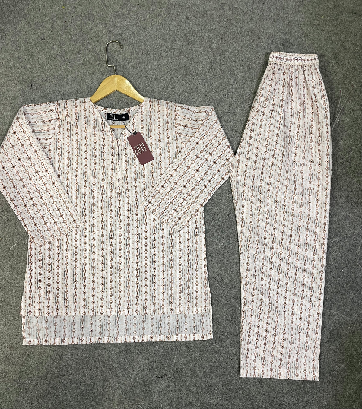 Printed Pure Cotton Co-Ord Set (Beige &Brown)
