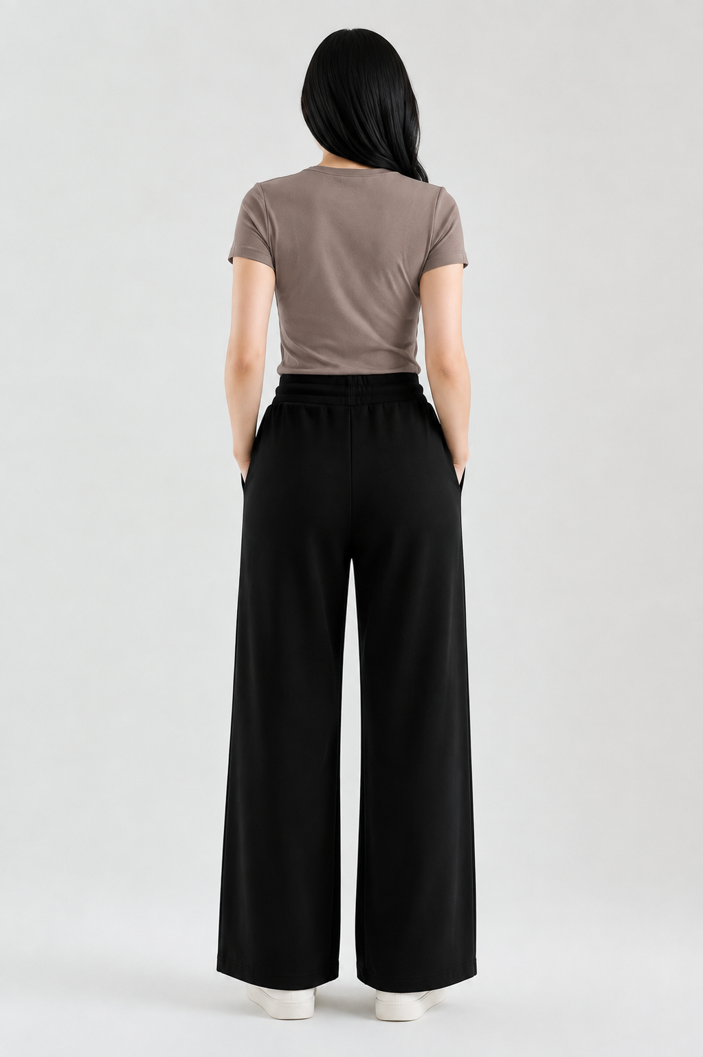 Premium Wide Leg Textured Trouser (Black)