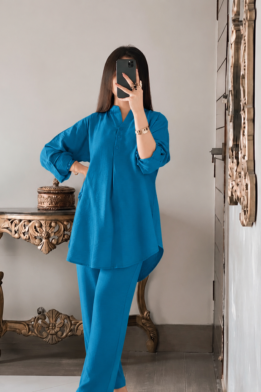 Luna Co-Ord Set –Aqua Blue