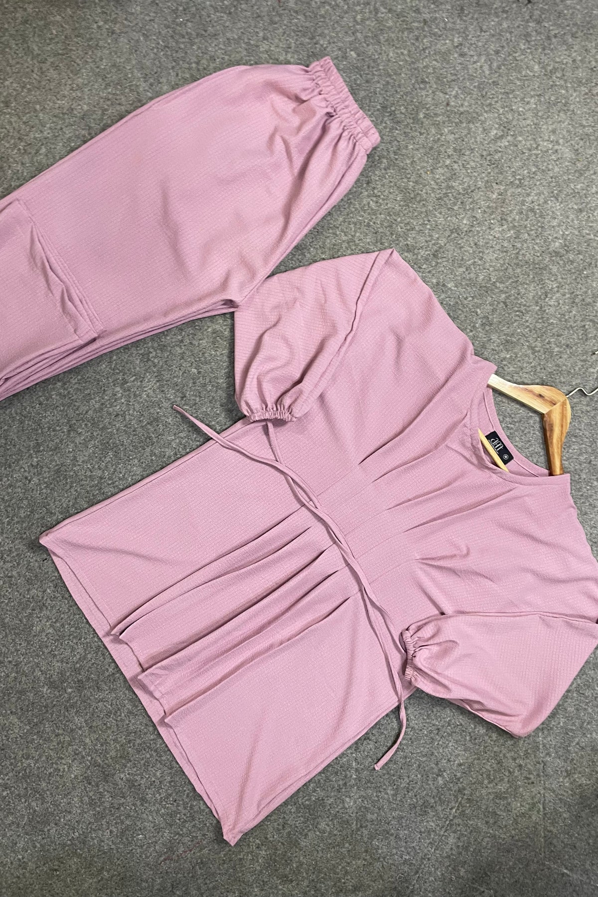 Textured Pleated Co-Ord Set (Rose Pink)