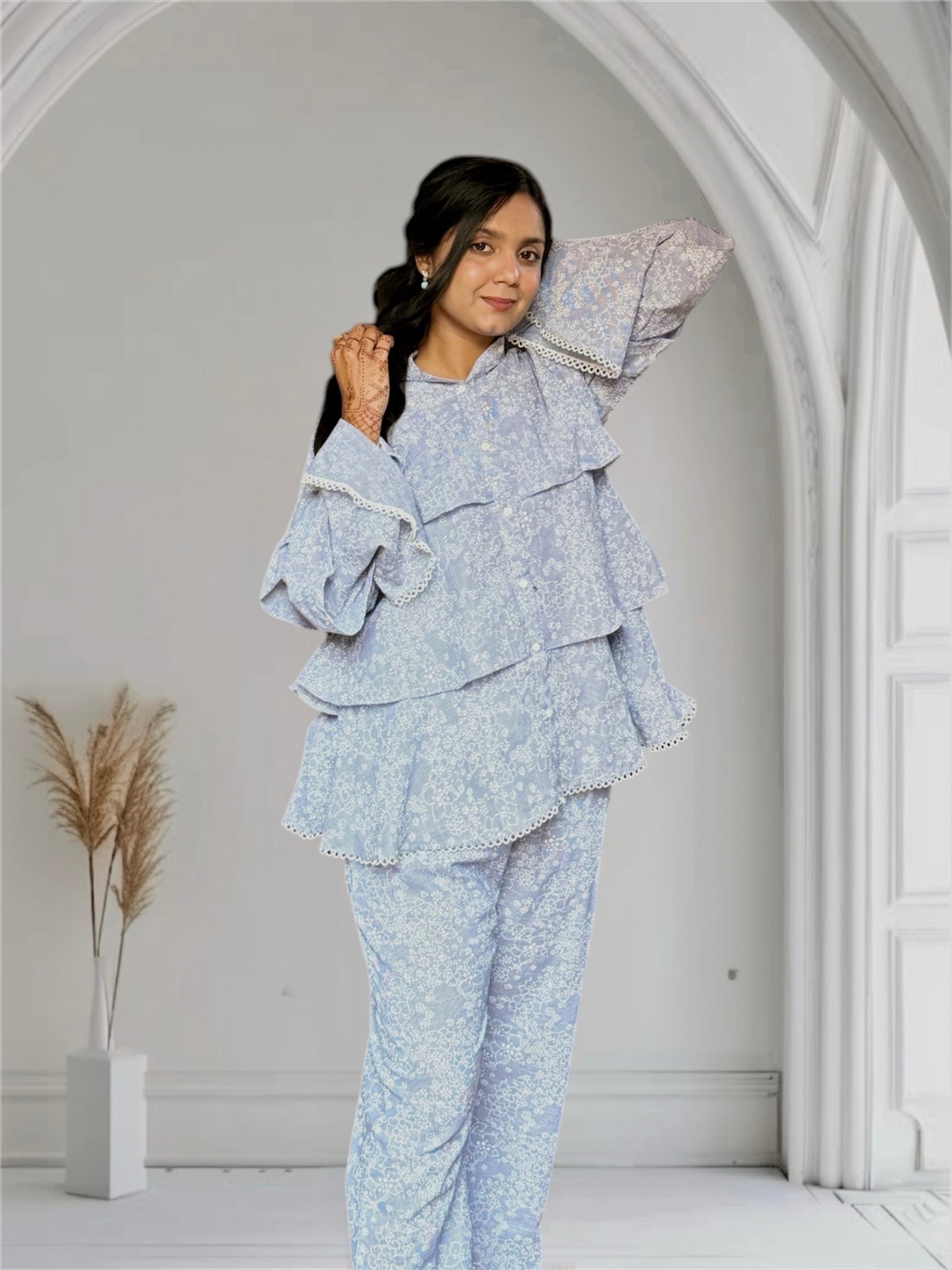 Embossed Cotton Cord Set – Elegant Grey