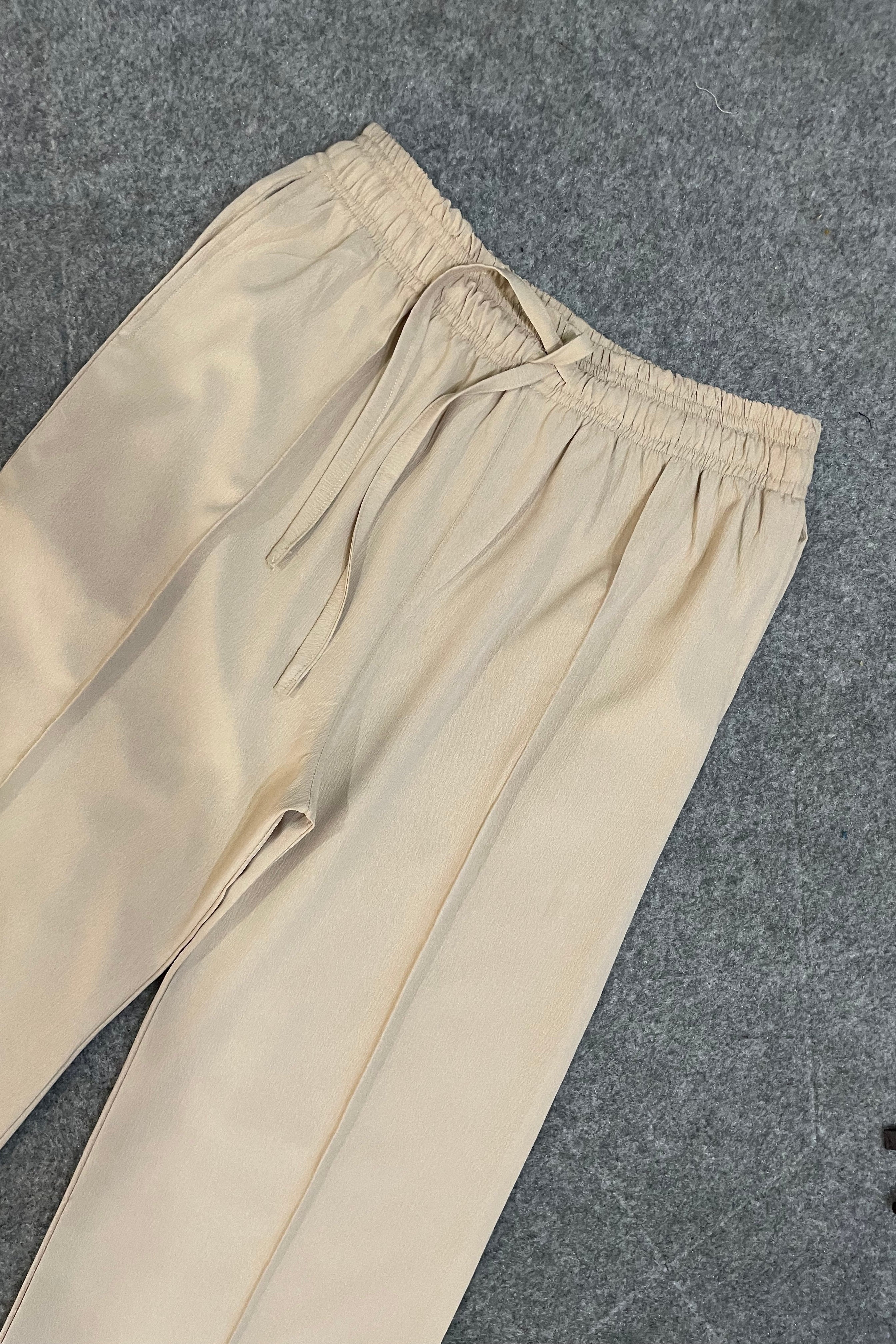 Premium Wide Leg Textured Trouser (Beige )