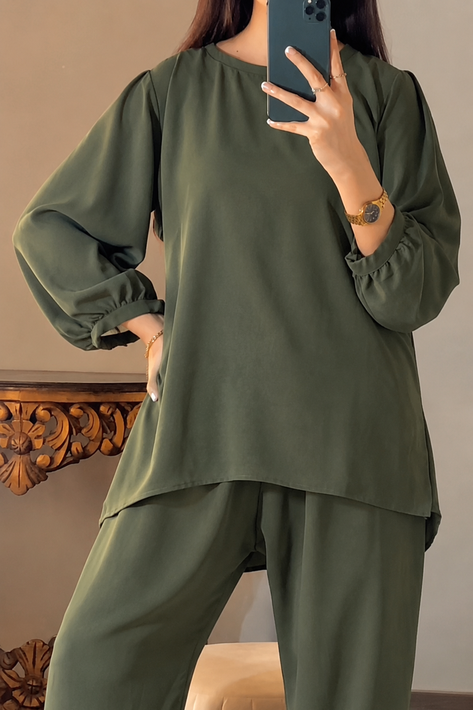 Serene Flow Co-Ord set (Olive Green)