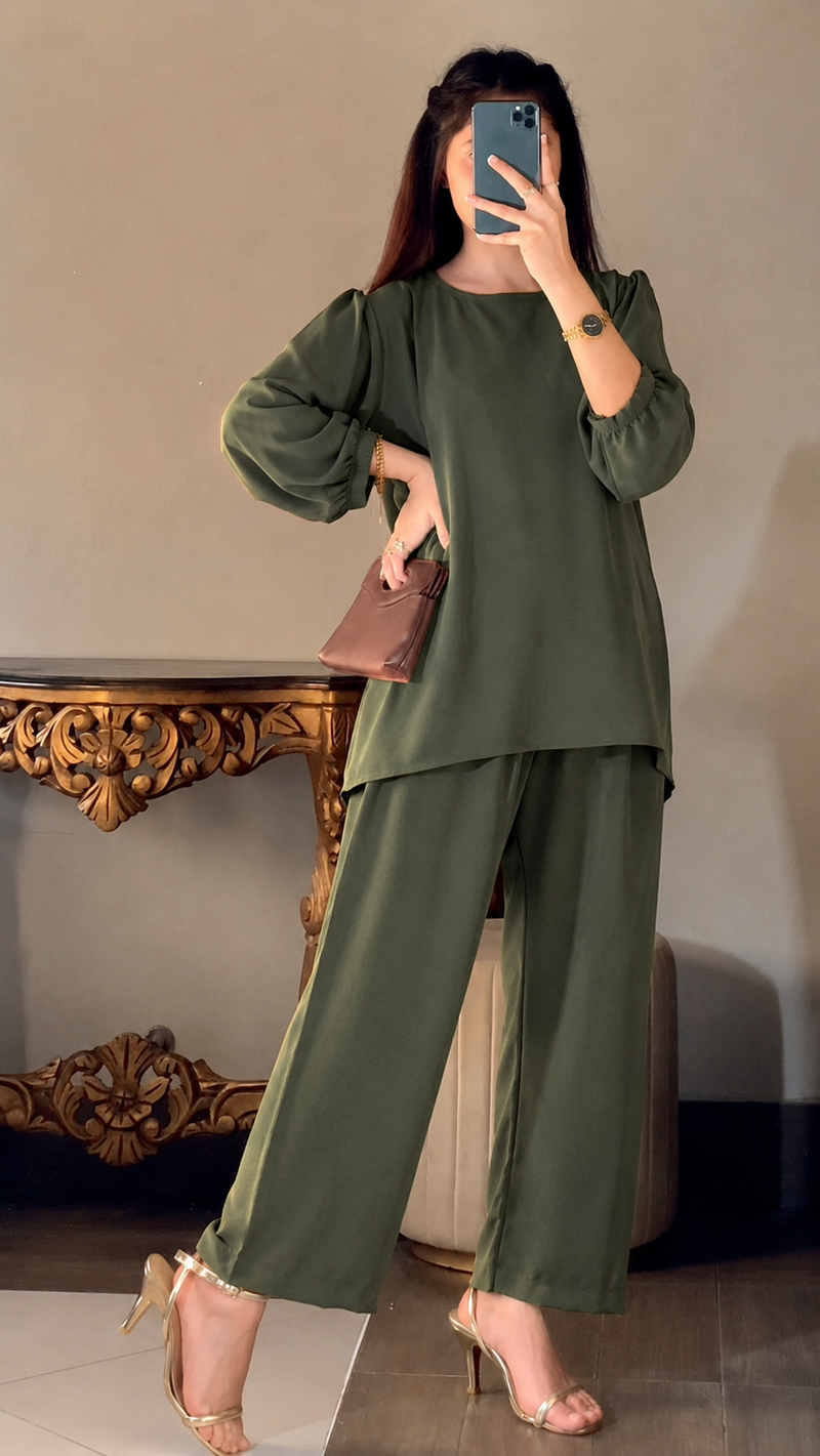Serene Flow Co-Ord set (Olive Green)