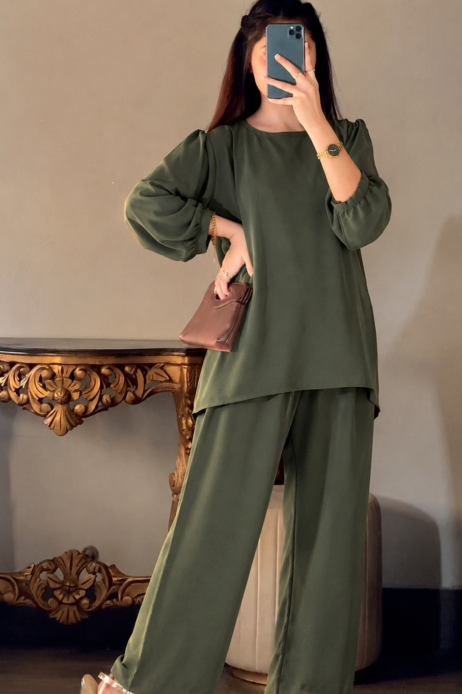 Serene Flow Co-Ord set (Olive Green)