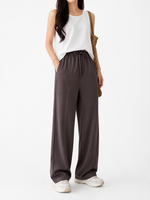 Premium Wide Leg Textured Trouser (Dark Brown)