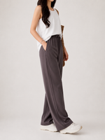 Premium Wide Leg Textured Trouser (Dark Brown)