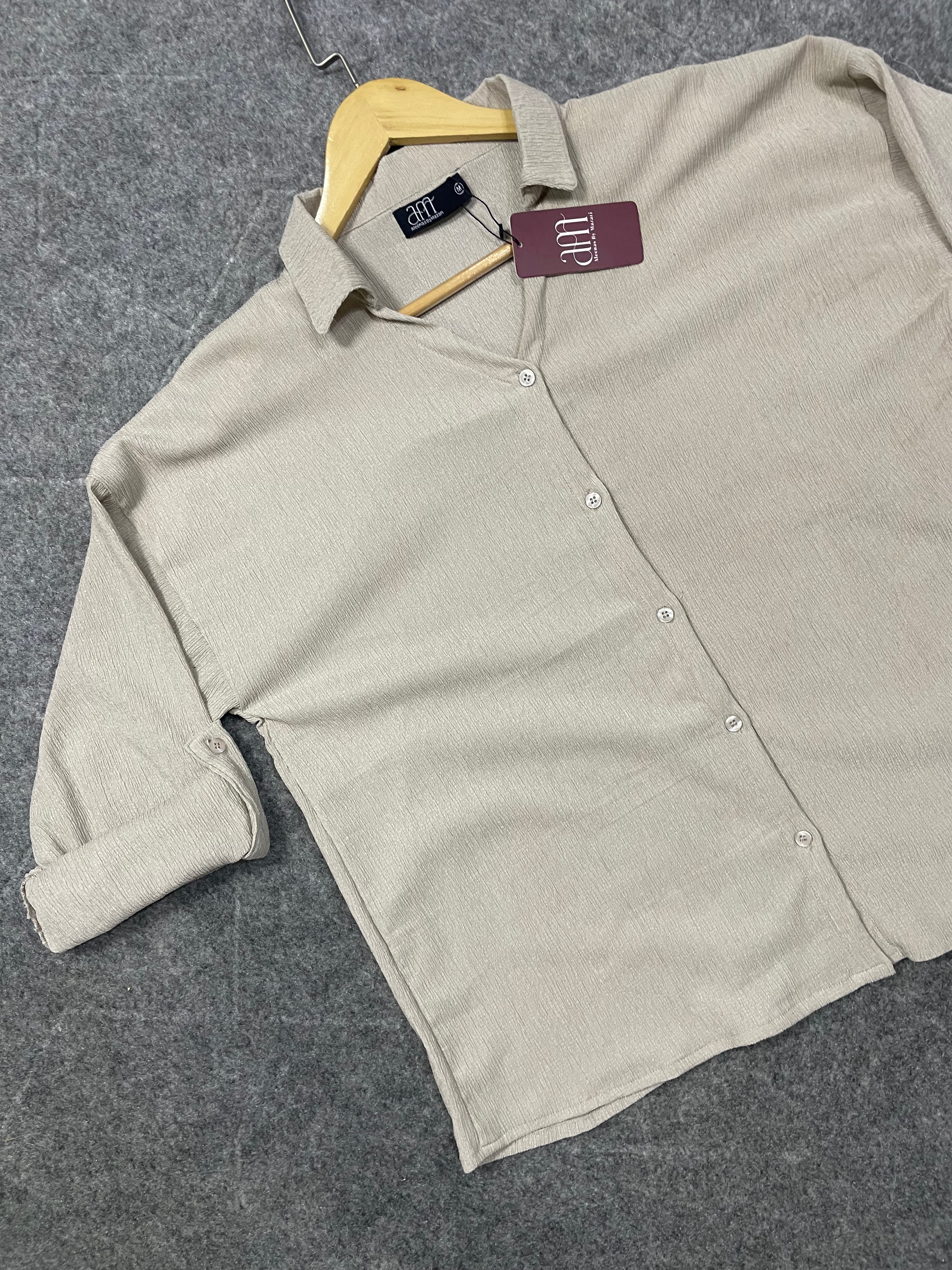 Textured Oversized Button-Down Shirt