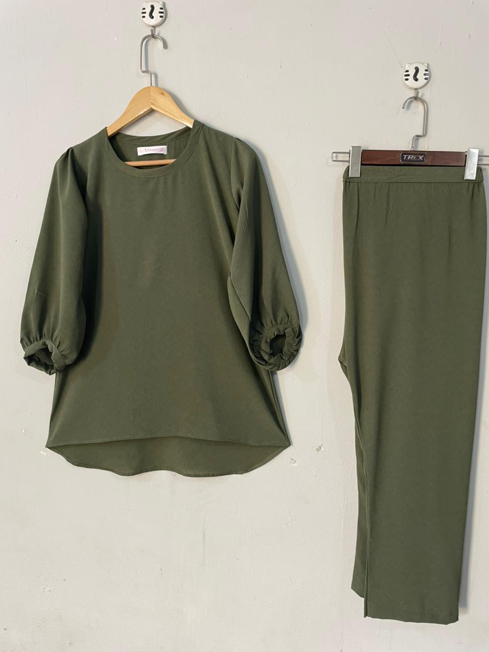 Serene Flow Co-Ord set (Olive Green)
