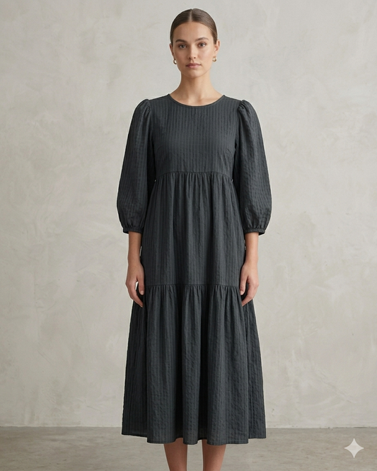 Serenity Textured Maxi Dress (Black)