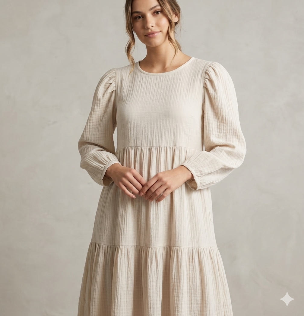 Serenity Textured Maxi Dress (Cream)