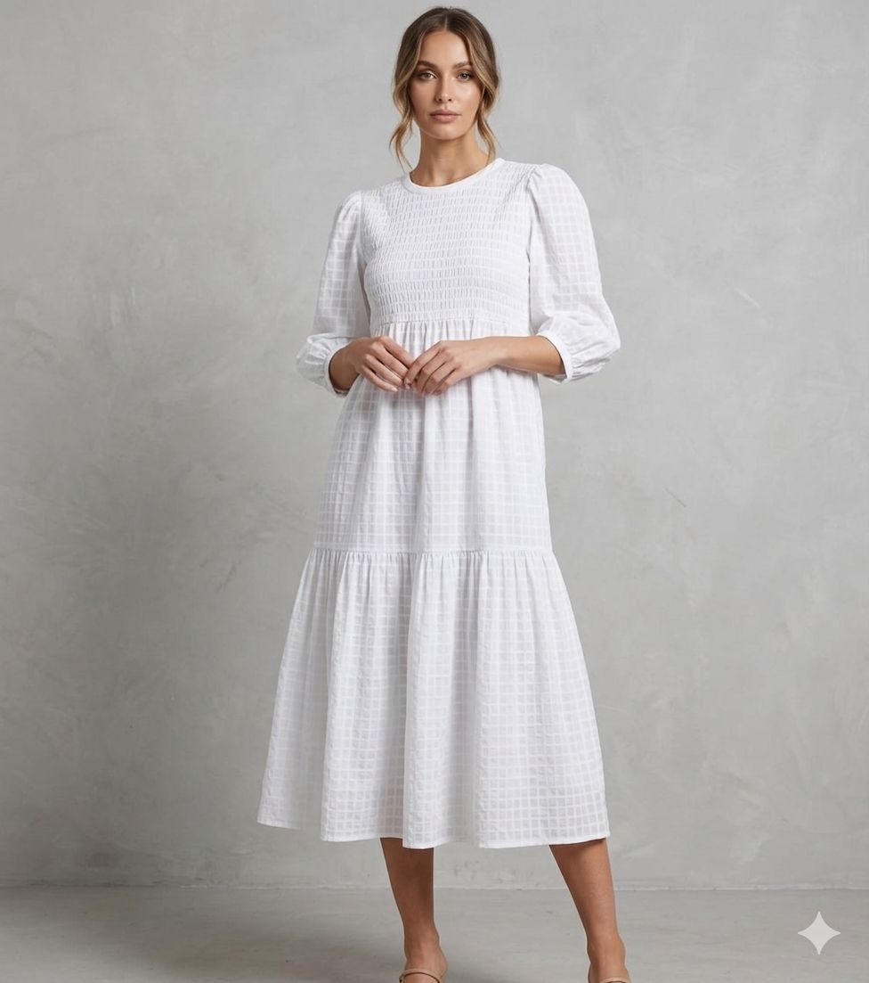 Serenity Textured Maxi Dress (White)
