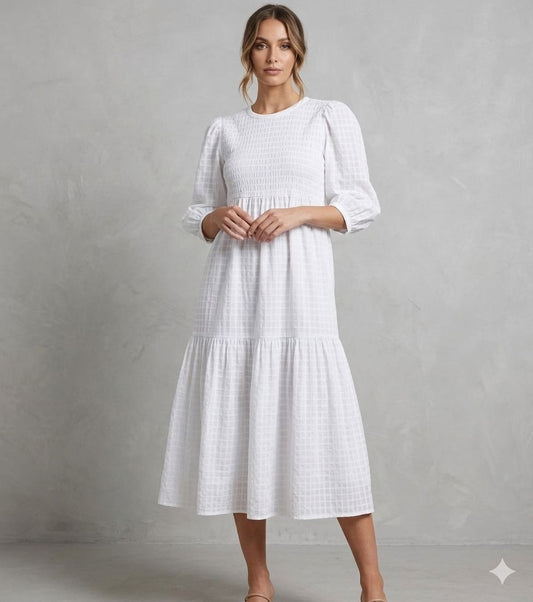 Serenity Textured Maxi Dress (White)