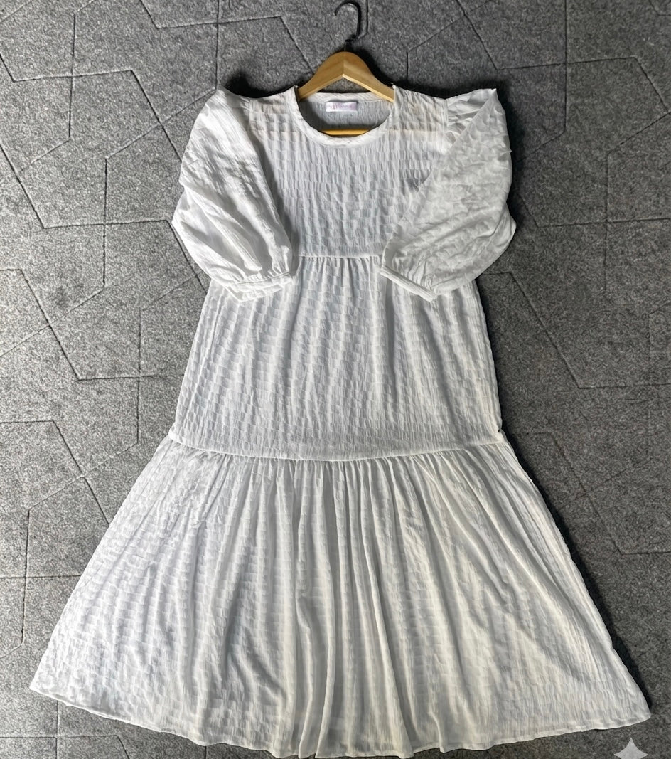 Serenity Textured Maxi Dress (White)