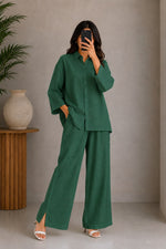 Down Shoulder Co-Ord Set (Green)