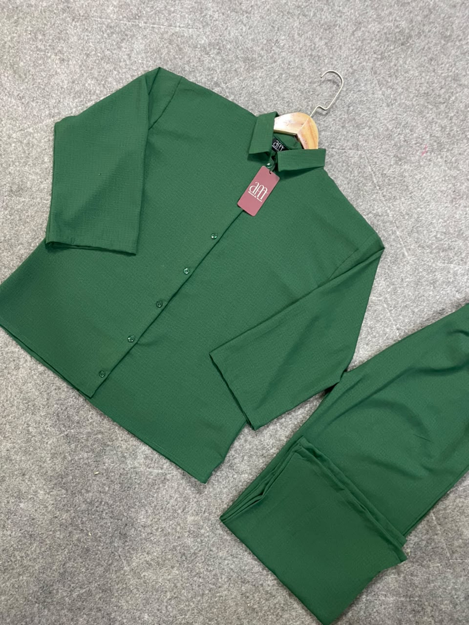 Down Shoulder Co-Ord Set (Green)
