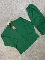 Down Shoulder Co-Ord Set (Green)