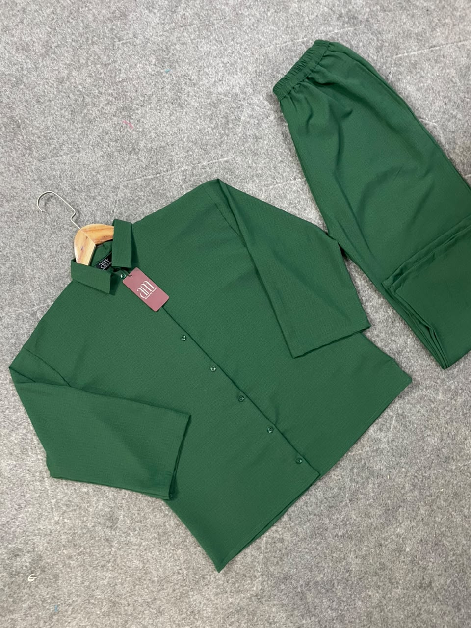 Down Shoulder Co-Ord Set (Green)
