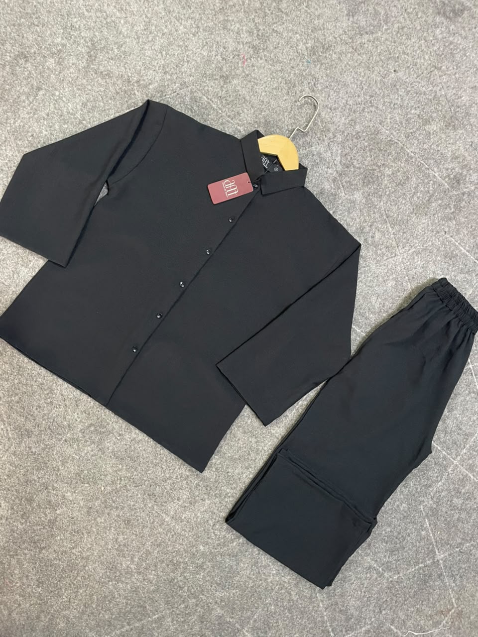 Down Shoulder Co-Ord Set (Black)