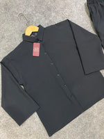 Down Shoulder Co-Ord Set (Black)