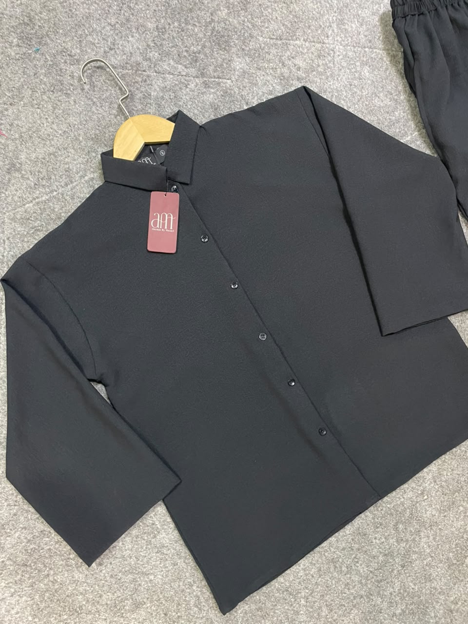 Down Shoulder Co-Ord Set (Black)