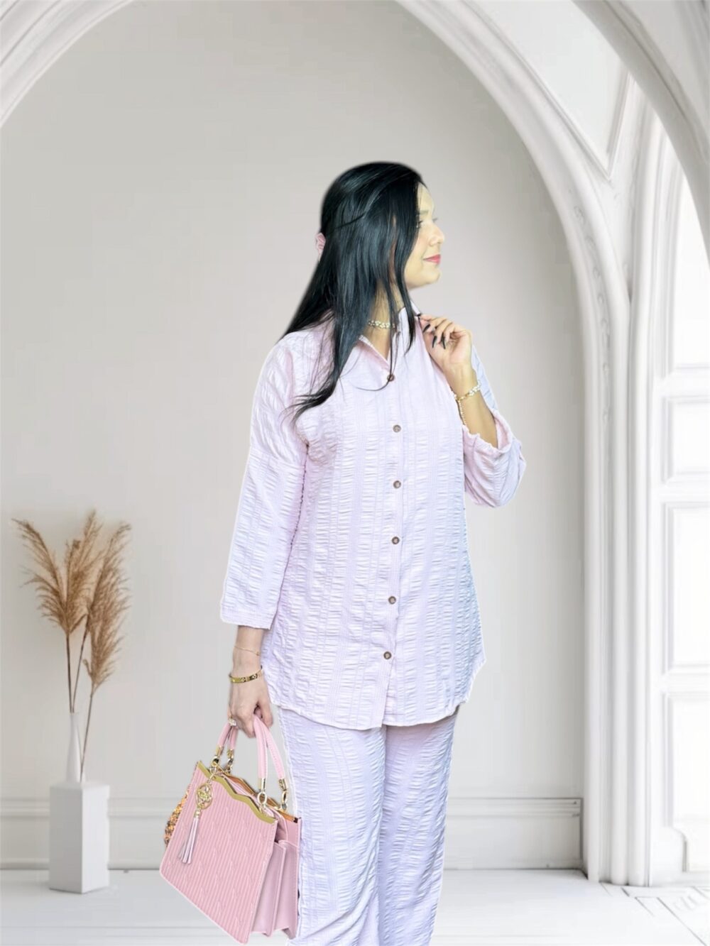 Ladies Western Co-ord Set (Tea Pink)