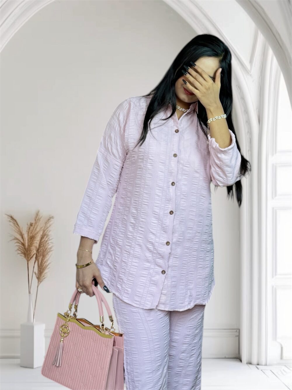 Ladies Western Co-ord Set (Tea Pink) - Image 6